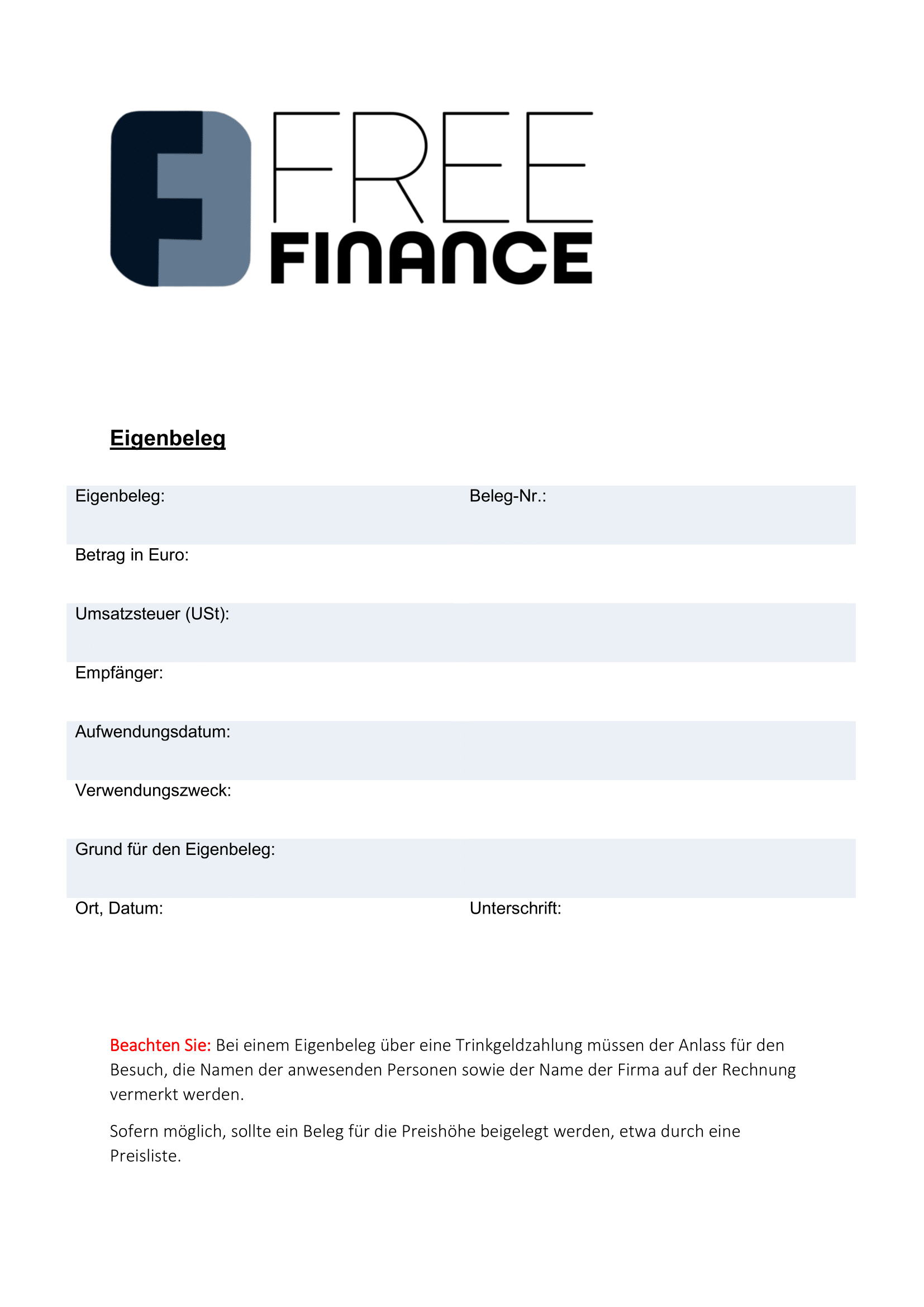 Eigenbeleg | FreeFinance